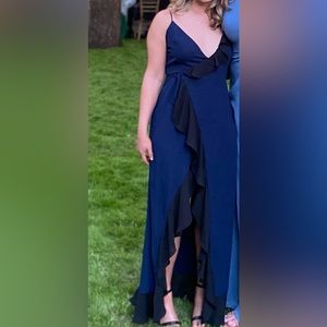 Fame and Partners Navy and Black Wrap Dress